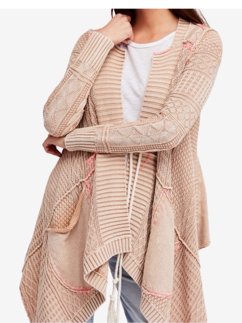 Free People Tan All Washed Out Cardigan Size Small